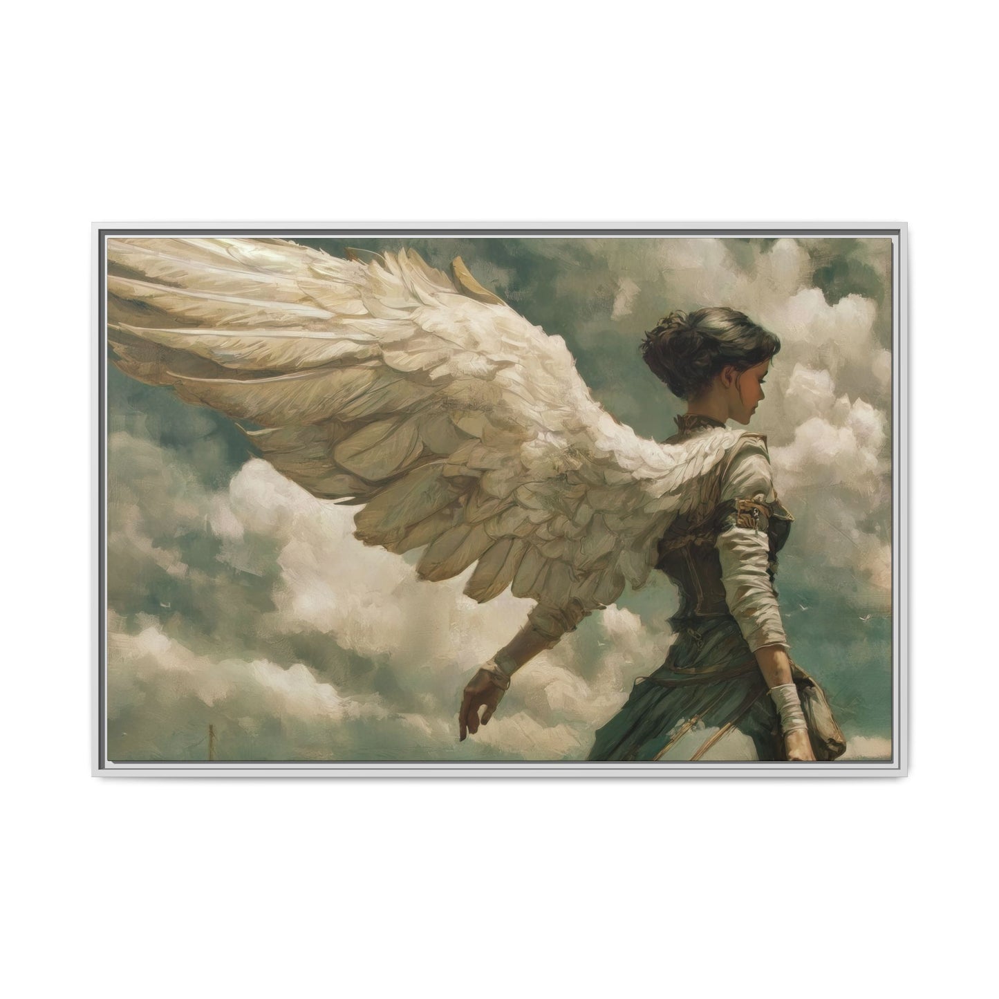 Heavenly Grace Ethereal Angel Wall Art | Pinewood Framed Canvas Wrap