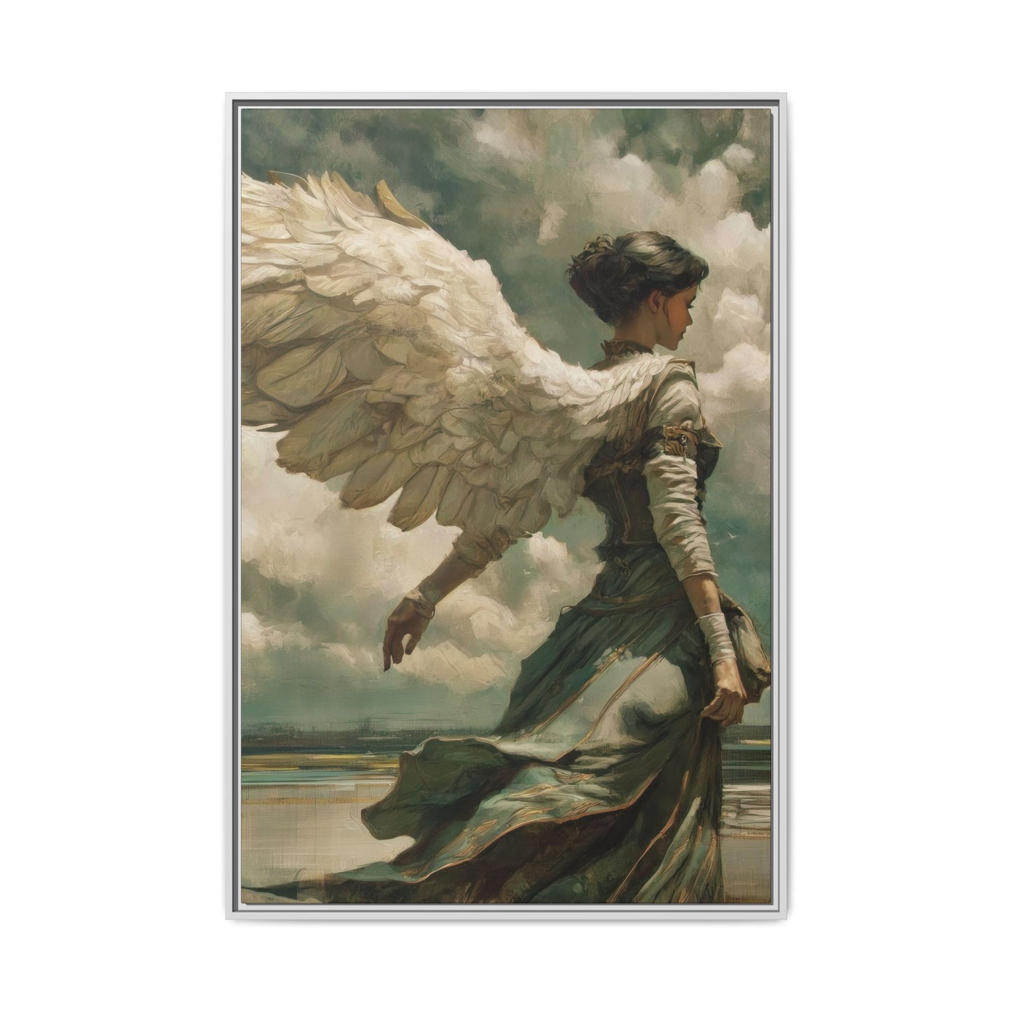 Heavenly Grace Ethereal Angel Wall Art | Pinewood Framed Canvas Wrap