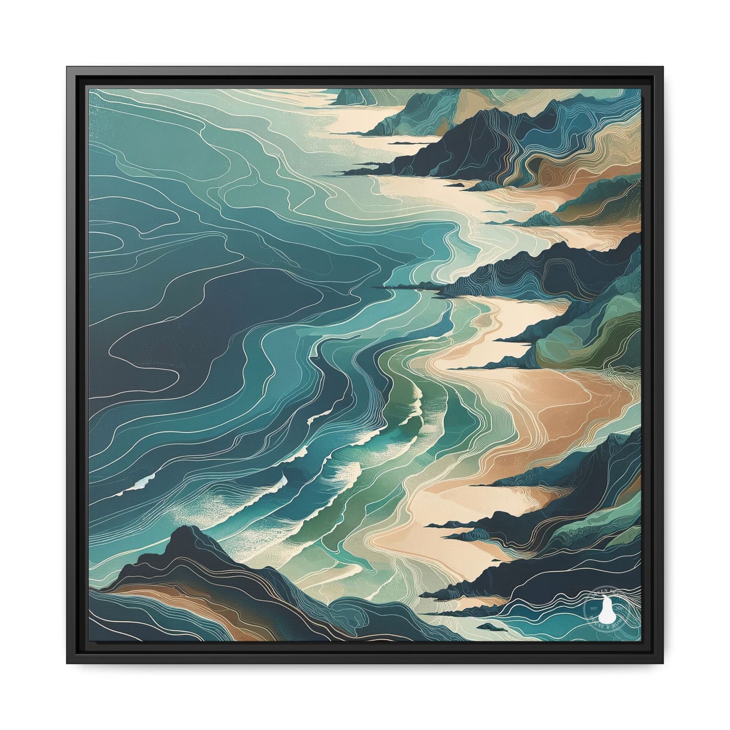 California Ocean Dreaming | Abstract and Nature Inspired Wall Art | Pinewood Framed Canvas Wrap