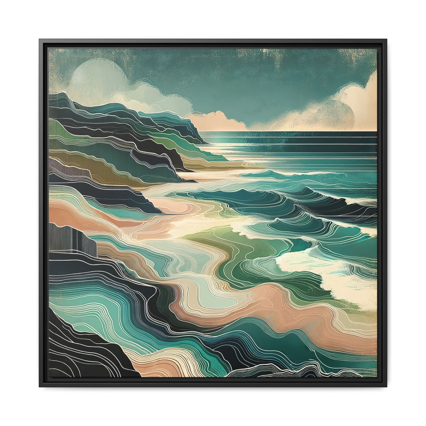 Ocean Calm | Abstract and Nature Inspired Wall Art | Pinewood Framed Canvas Wrap