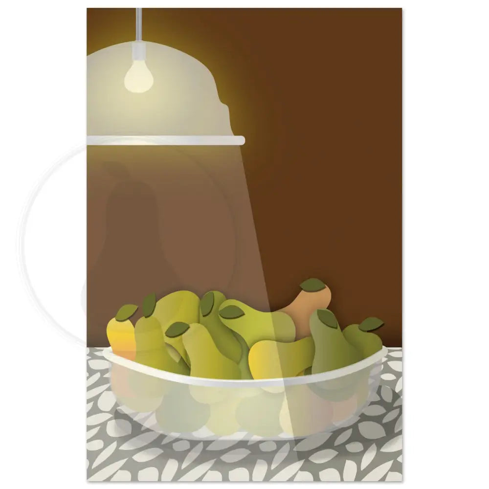 Radiant Harvest Bowl of Pears Wall Art (Brown) / FINE ART PAPER - Green Pear House and Home