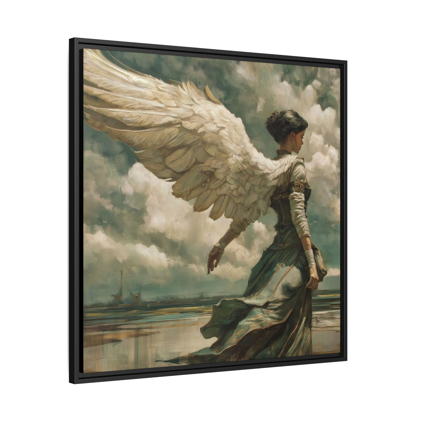 Heavenly Grace Ethereal Angel Wall Art | Pinewood Framed Canvas Wrap