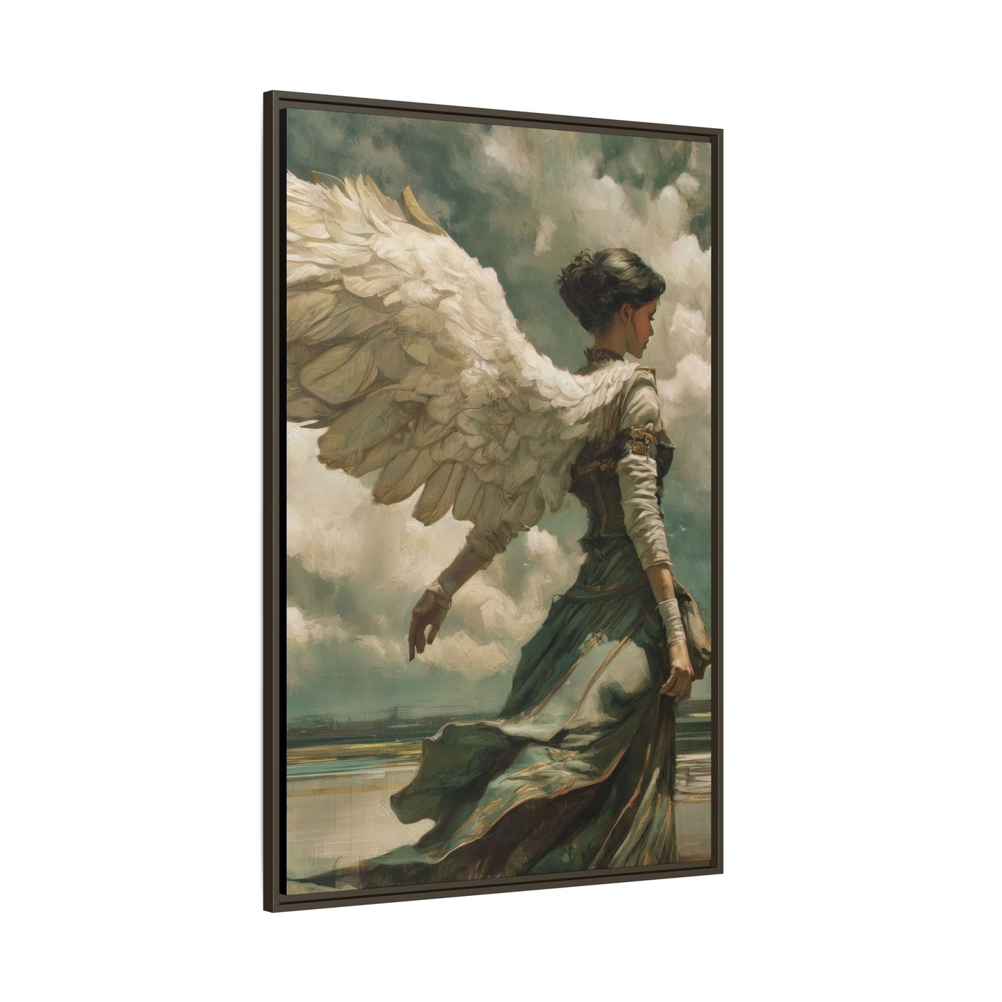 Heavenly Grace Ethereal Angel Wall Art | Pinewood Framed Canvas Wrap