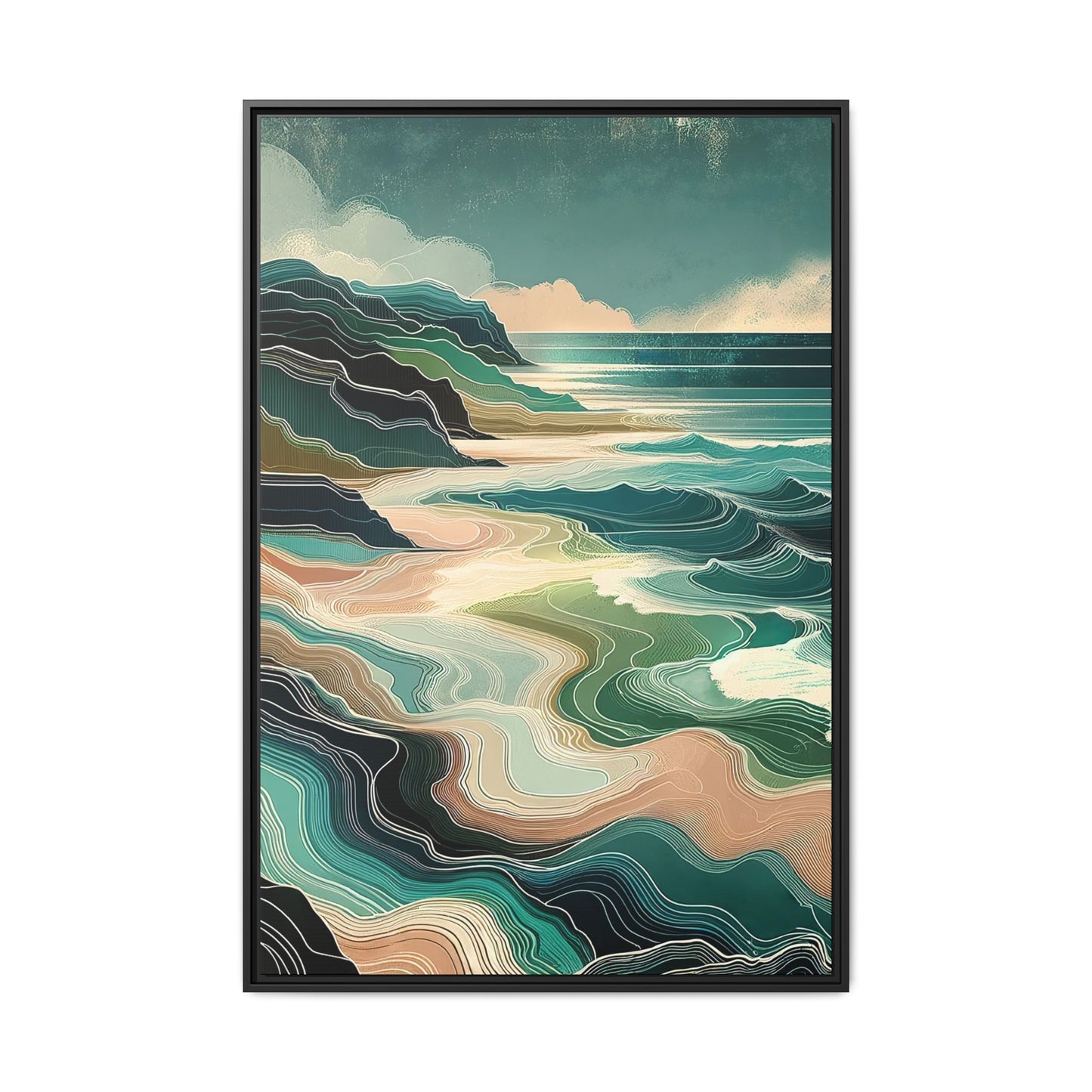 Ocean Calm | Abstract and Nature Inspired Wall Art | Pinewood Framed Canvas Wrap