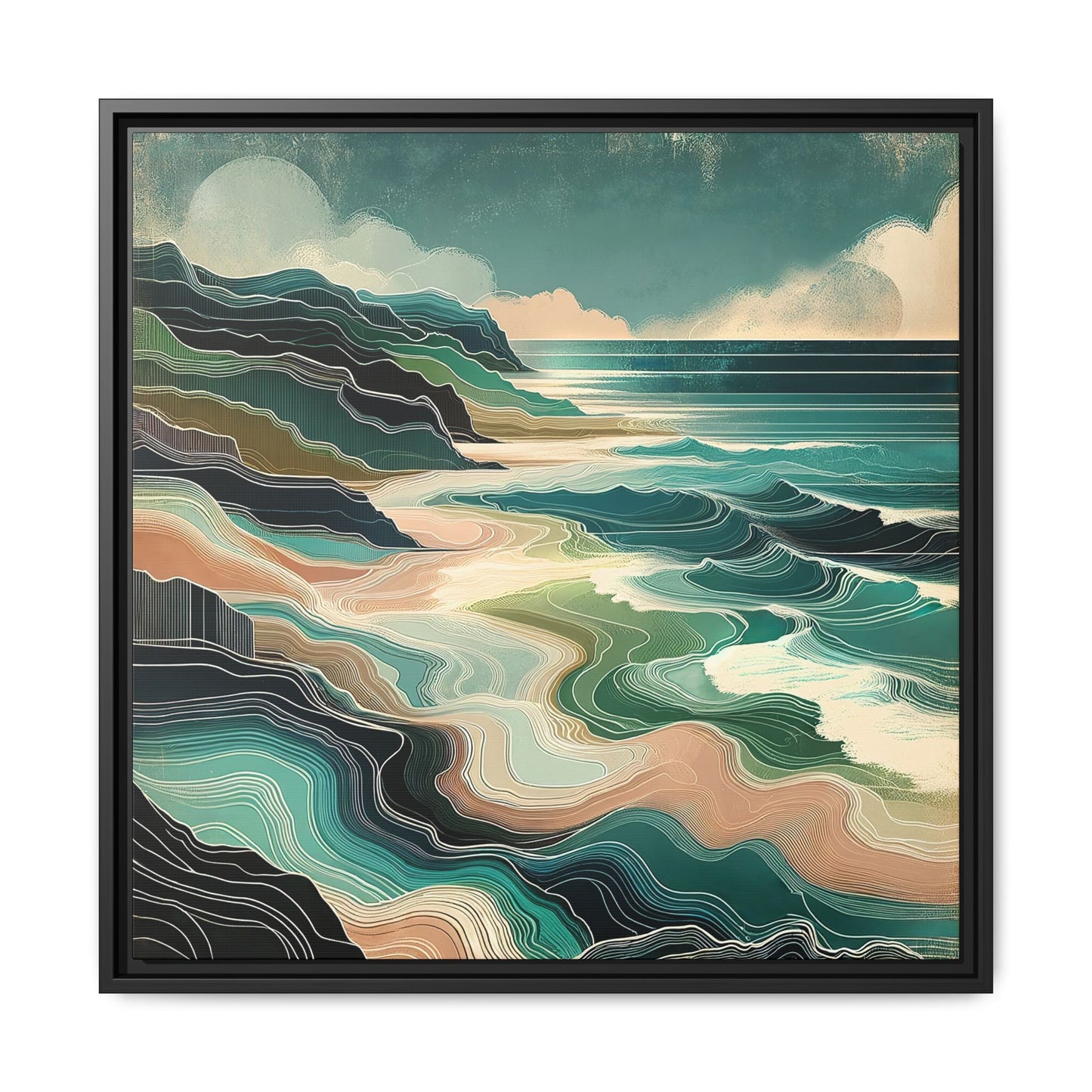 Ocean Calm | Abstract and Nature Inspired Wall Art | Pinewood Framed Canvas Wrap