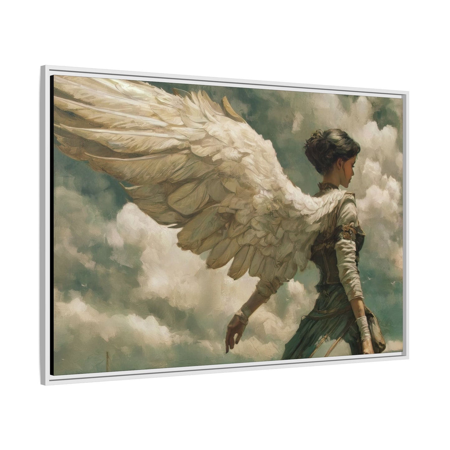 Heavenly Grace Ethereal Angel Wall Art | Pinewood Framed Canvas Wrap