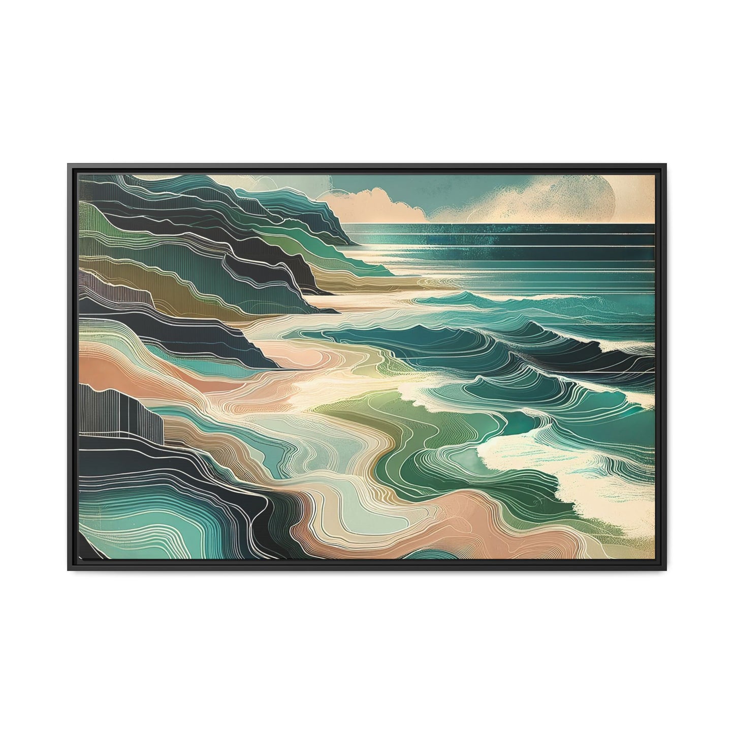 Ocean Calm | Abstract and Nature Inspired Wall Art | Pinewood Framed Canvas Wrap