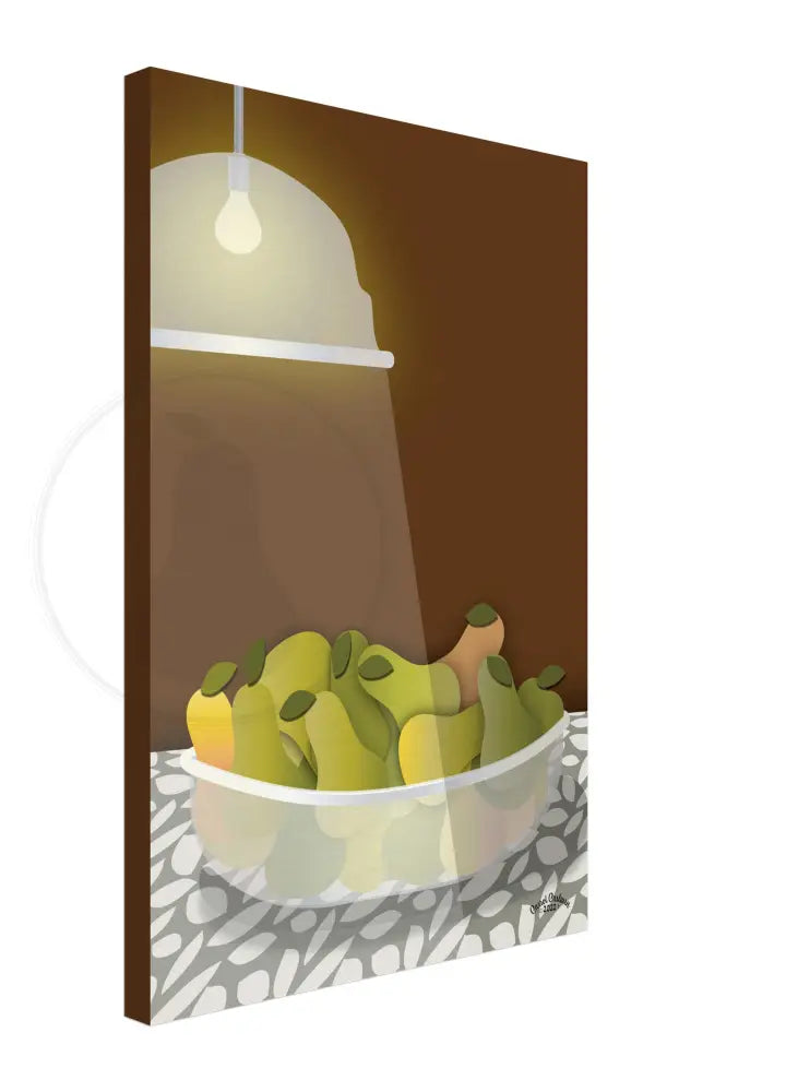 Radiant Harvest Bowl of Pears Wall Art (Brown) / CANVAS PRINT - Green Pear House and Home