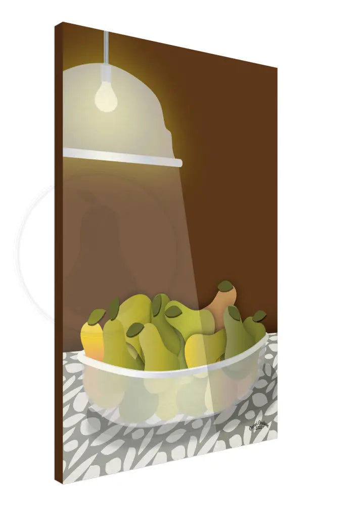 Radiant Harvest Bowl of Pears Wall Art (Brown) / CANVAS PRINT - Green Pear House and Home