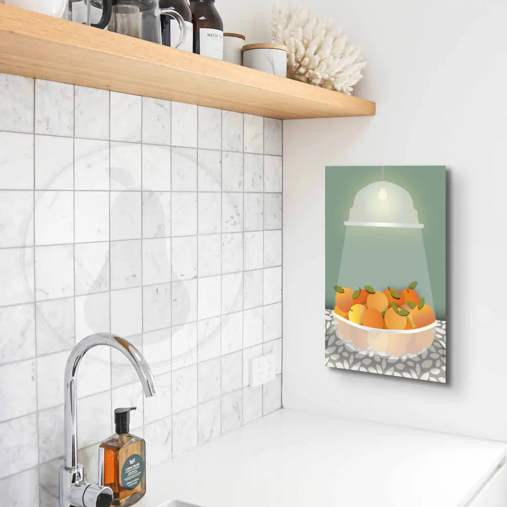 Radiant Harvest Bowl of Oranges Wall Art (Green) / CANVAS PRINT - Green Pear House and Home