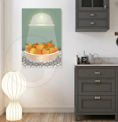 Radiant Harvest Bowl of Oranges Wall Art (Green) / CANVAS PRINT - Green Pear House and Home