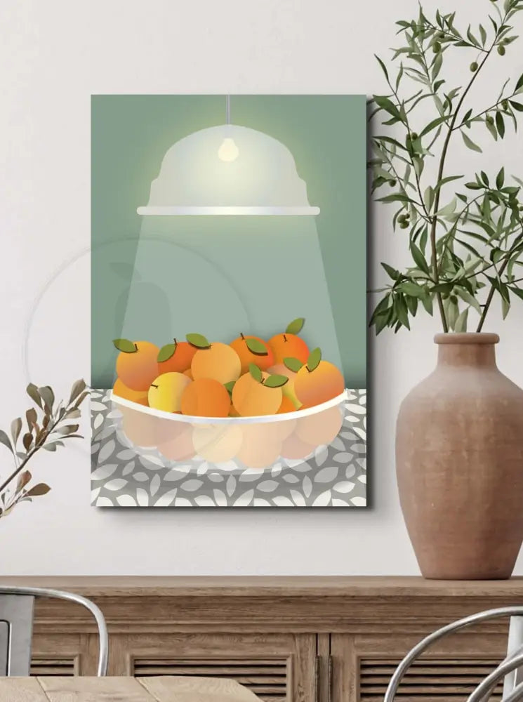 Radiant Harvest Bowl of Oranges Wall Art (Green) / CANVAS PRINT - Green Pear House and Home