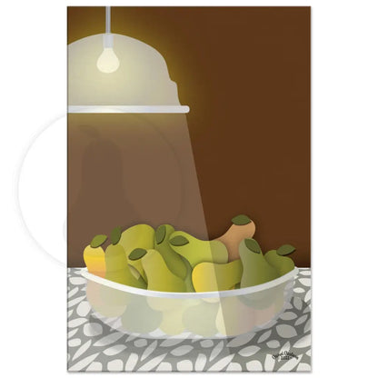 Radiant Harvest Bowl of Pears Wall Art (Brown) / CANVAS PRINT - Green Pear House and Home